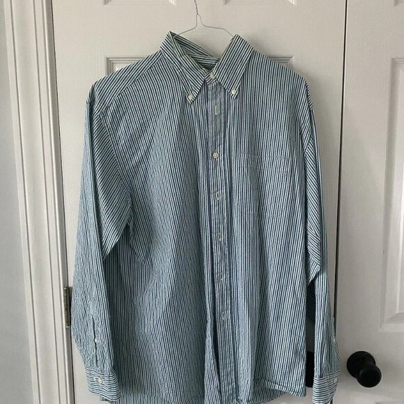 Brooks Brothers Sear Sucker Shirt Green and Blue Size: M - Picture 1 of 6